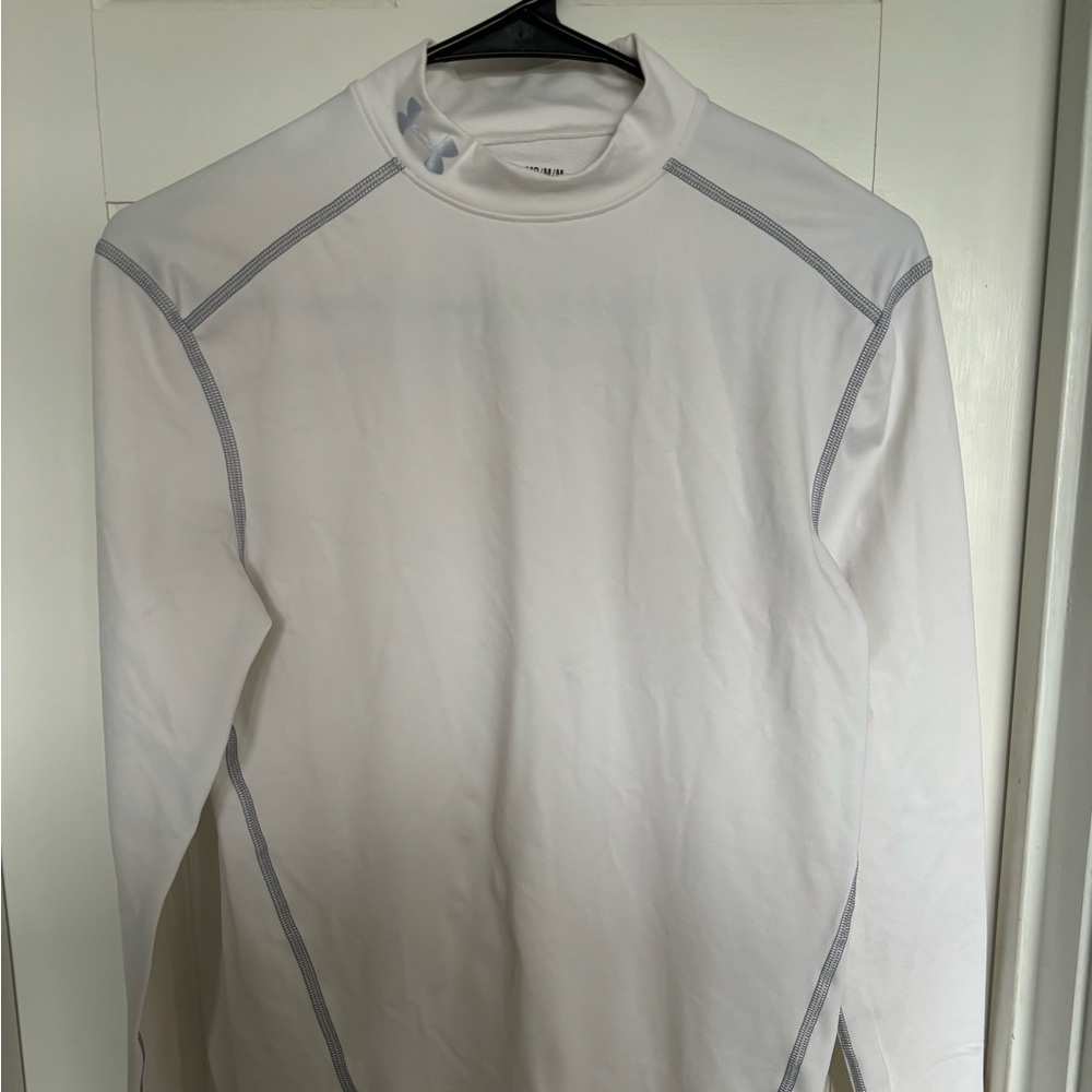Under Armour white long sleeve compression turtleneck cold gear shirt.